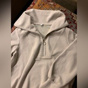 Cream Quarter-Zip Shawl Collar pullover